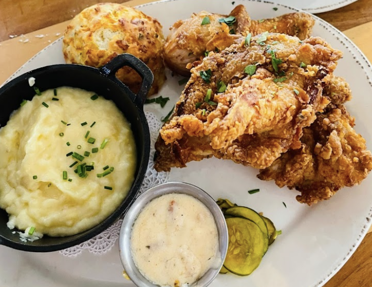 Chef Art Smith's Homecomin' signature dishes Art's Famous Fried Chicken
Thigh High Chicken Biscuits
Hummingbird Cake